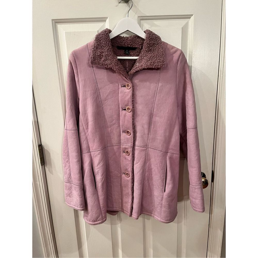 Audrey Talbott Lavender Lambskin & Shearling Hand Crafted New Zealand Jacket sz